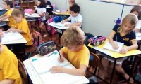 A alegria do “Primeiro Caderno” dos alunos do 1º ano - fundamental